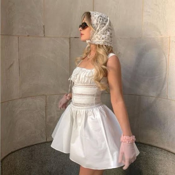 House of CB White Lace-Trim Mini Dress Tiffani mini dress xs - Picture 7 of 13